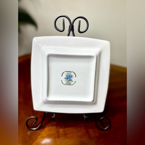 PLATE ITALIAN CERAMICS COMPANY I.C.C. Florence Calla Lily 8"X8" Collectible - Picture 3 of 10